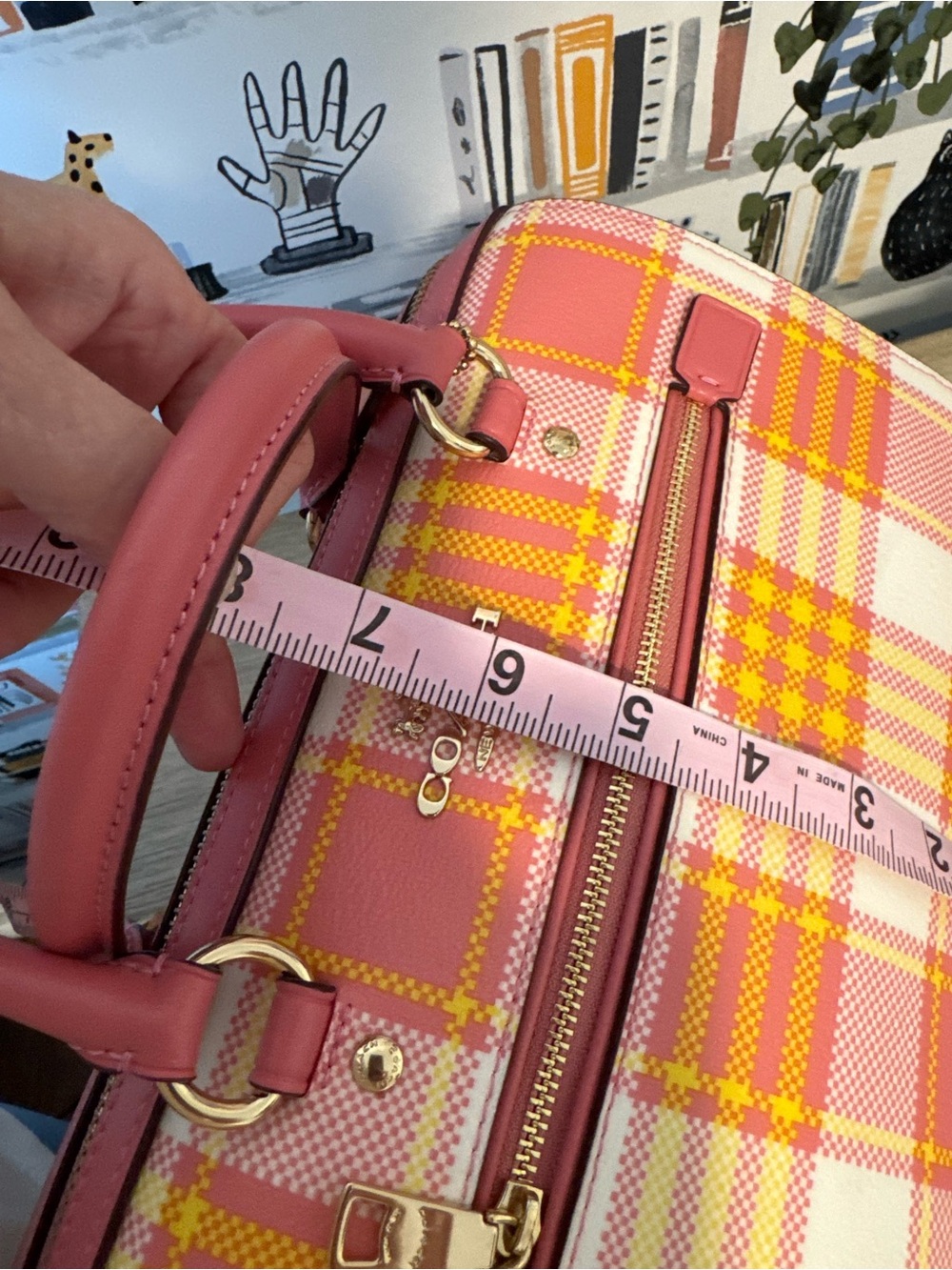 Coach Garden Plaid Rowan Top Handle Satchel/Crossbody in TAffy LIMITED EDITION - Picture 14 of 16
